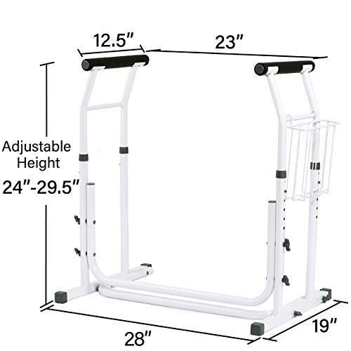 Vaunn Medical Bathroom Adjustable Height Toilet Rail Grab Bar and Commode Saf...
