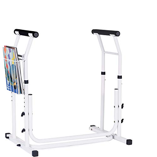 Vaunn Medical Bathroom Adjustable Height Toilet Rail Grab Bar and Commode Saf...