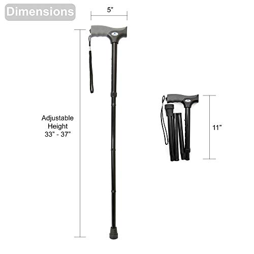 Vaunn Medical Easy Grip™ Height Adjustable Folding Cane/Walking Stick with St...