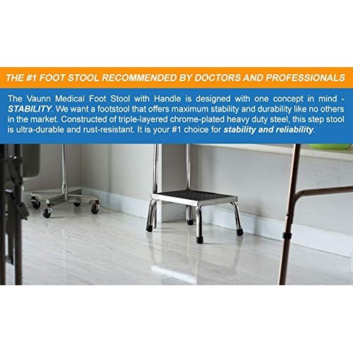 Vaunn Medical Foot Step Stool with Handle and Anti Skid Rubber Platform, Ligh...
