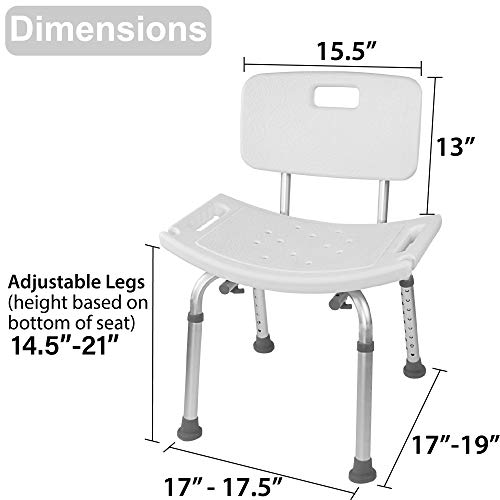 Vaunn Medical Tool-Free Assembly Spa Bathtub Adjustable Shower Chair Seat Ben...