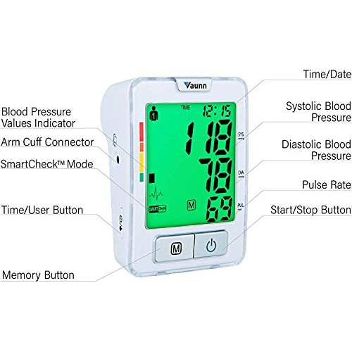 Vaunn Medical vB100A Automatic Digital Blood Pressure Monitor Machine with La...