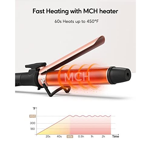 Curling Iron 1.2 Inch Curling Wand Long Barrel with Spring Clip, Include Heat...