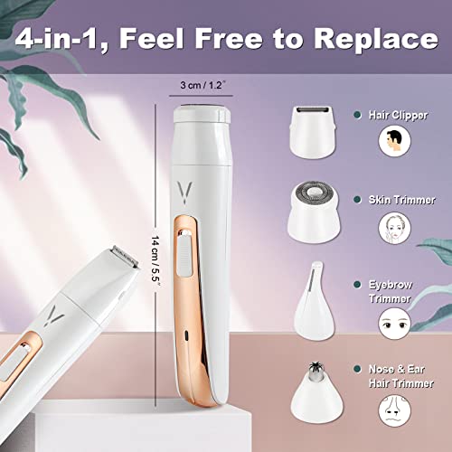 Facial Hair Removal for Women, Painless 4 in 1 Electric Trimmer, Rechargeable...