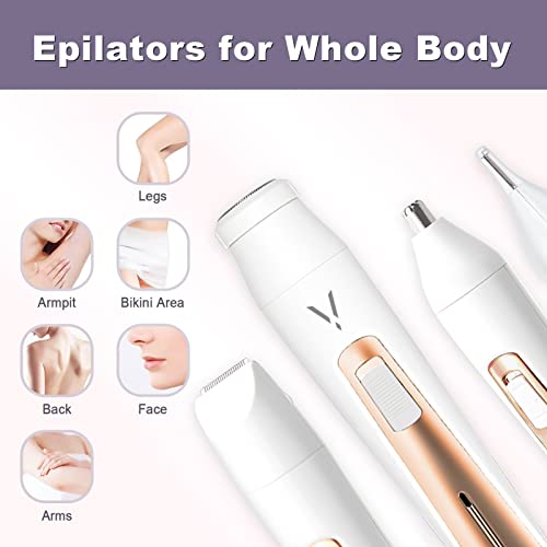 Facial Hair Removal for Women, Painless 4 in 1 Electric Trimmer, Rechargeable...
