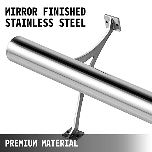 VBENLEM 4FT Length Bar Foot Rail Kit，2''OD Solid Mount Brushed Stainless Ste...