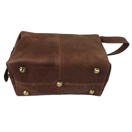 Handmade Buffalo Genuine Leather Toiletry Bag Dopp Kit Shaving and Grooming K...