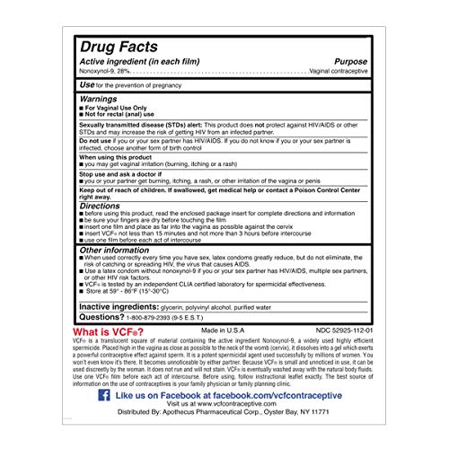 VCF Vaginal Contraceptive Film - 9 ct, Pack of 5