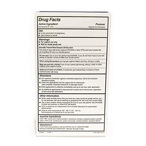 VCF Vaginal Contraceptive Gel, 1 Pack of 10 Pre-Filled Applicators