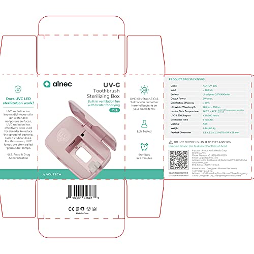 UV Toothbrush Sanitizer Case, Toothbrush Sterilizer, Antibacterial Kills 99.9...