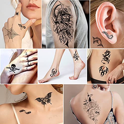 Vebiliki 22 Sheets Black 3D Waterproof Temporary Tattoos Stickers Lasting Fak...