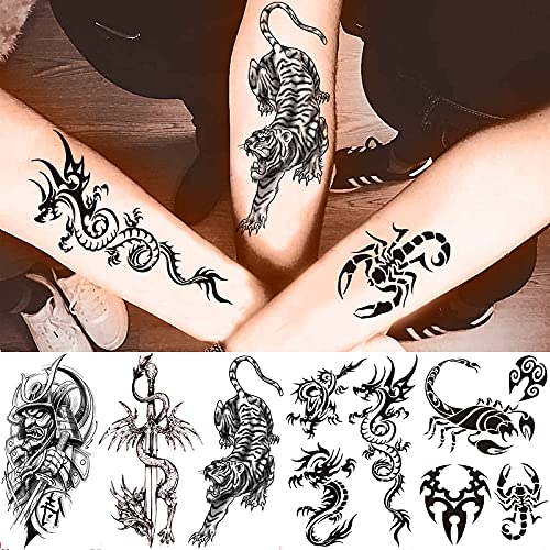 Vebiliki 22 Sheets Black 3D Waterproof Temporary Tattoos Stickers Lasting Fak...