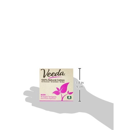 Veeda 100% Natural Cotton Compact BPA-Free Applicator Tampons Chlorine, Toxin...