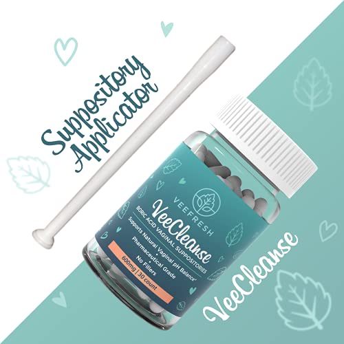 VeeFresh - VeeCleanse Boric Acid Vaginal Suppositories + Suppository Applicat...