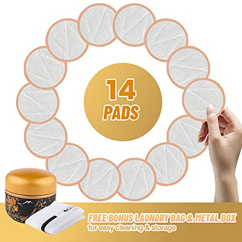 Veemos Reusable Cotton Rounds,14 Pieces Dual Sided Makeup Remover Pads with W...
