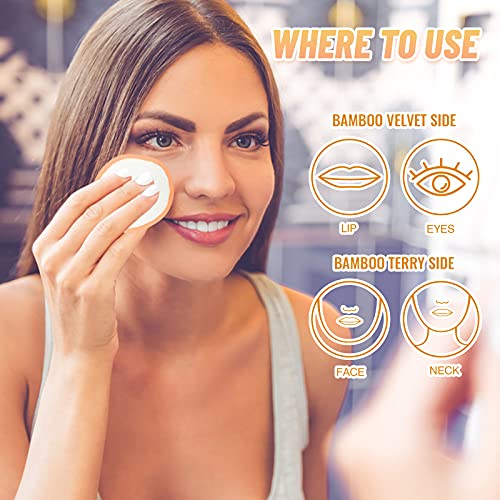 Veemos Reusable Cotton Rounds,14 Pieces Dual Sided Makeup Remover Pads with W...