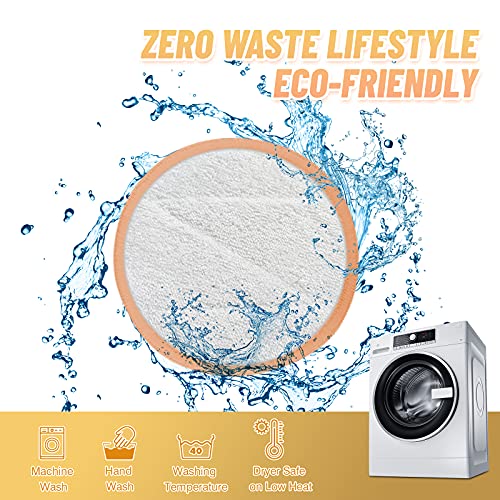 Veemos Reusable Cotton Rounds,14 Pieces Dual Sided Makeup Remover Pads with W...