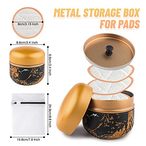 Veemos Reusable Cotton Rounds,14 Pieces Dual Sided Makeup Remover Pads with W...