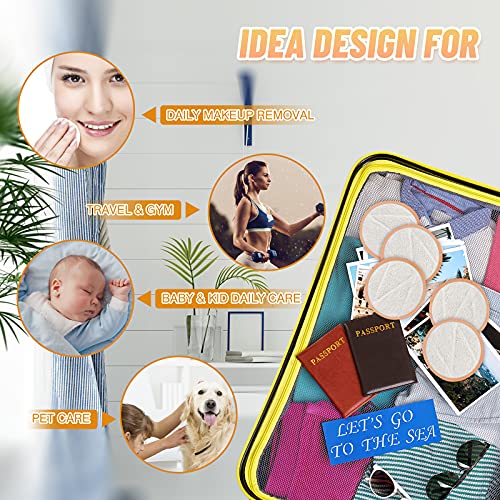 Veemos Reusable Cotton Rounds,14 Pieces Dual Sided Makeup Remover Pads with W...