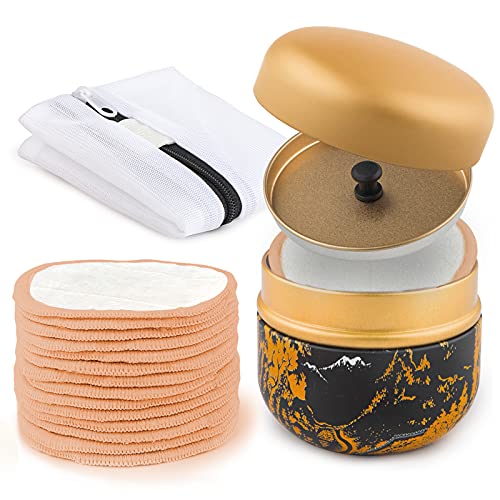 Veemos Reusable Cotton Rounds,14 Pieces Dual Sided Makeup Remover Pads with W...