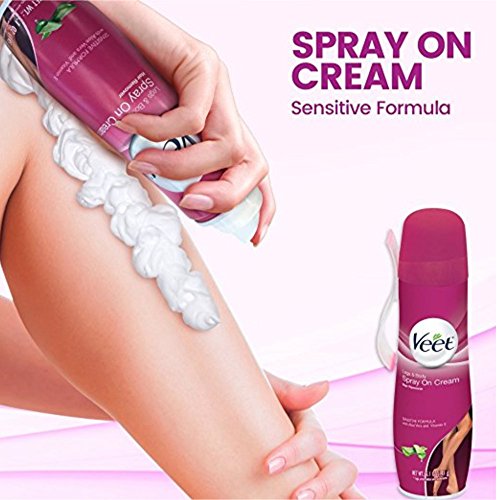 Hair Removal Cream – VEET Legs & Body 3 in 1 Spray On Hair Removal Cream, Sen...