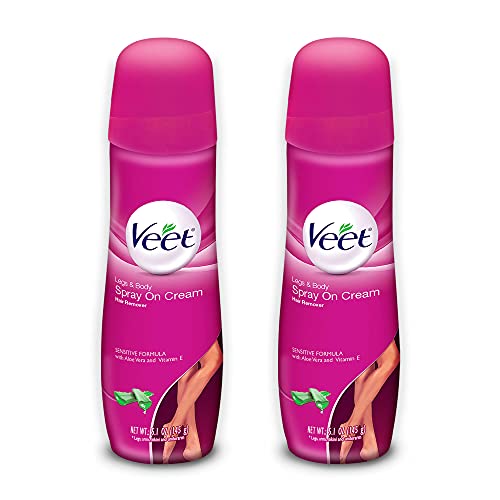 Hair Removal Cream – VEET Legs & Body 3 in 1 Spray On Hair Removal Cream, Sen...