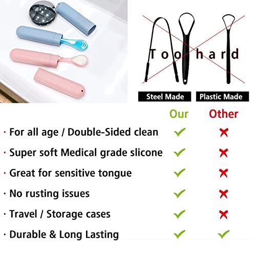 Tongue Scraper Cleaner for Adults and Kids - VEGOPET Double-Sided Super Soft ...