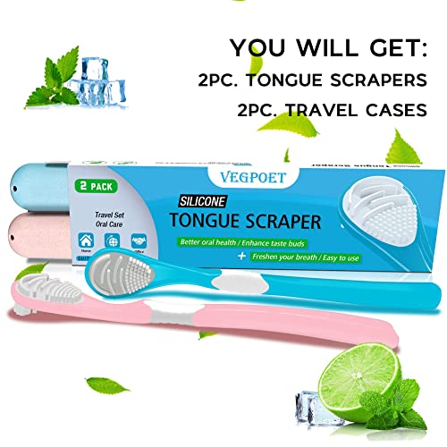 Tongue Scraper Cleaner for Adults and Kids - VEGOPET Double-Sided Super Soft ...