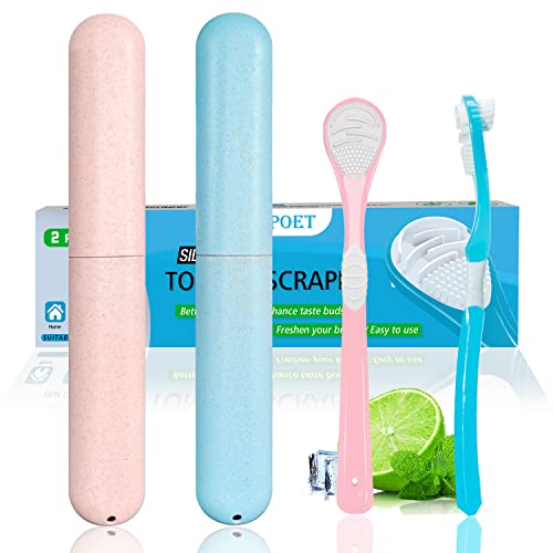 Tongue Scraper Cleaner for Adults and Kids - VEGOPET Double-Sided Super Soft ...
