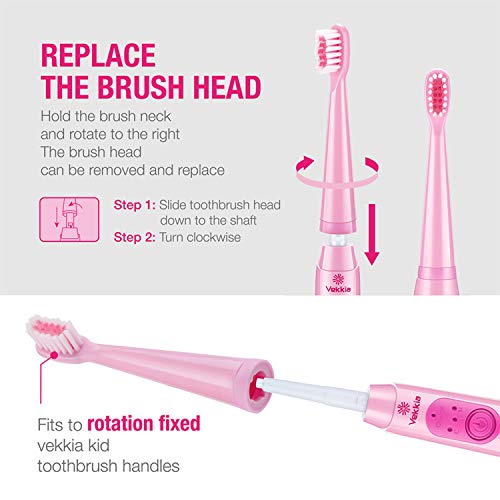 Vekkia Kids Electric Toothbrush Replacement Heads - 7X More Plaque Removal, E...