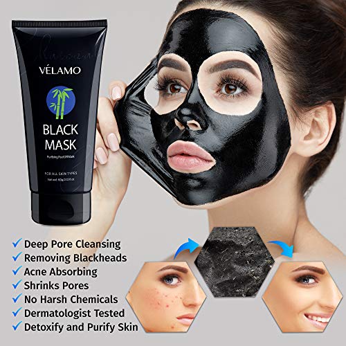 Velamo Blackhead Remover Mask, Purifying Peel Off Black Mask, Charcoal Black ...