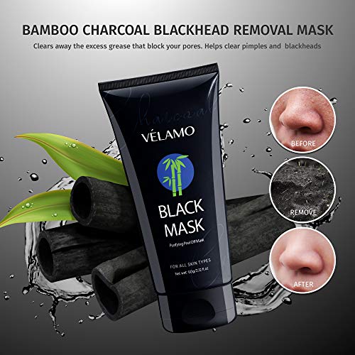 Velamo Blackhead Remover Mask, Purifying Peel Off Black Mask, Charcoal Black ...