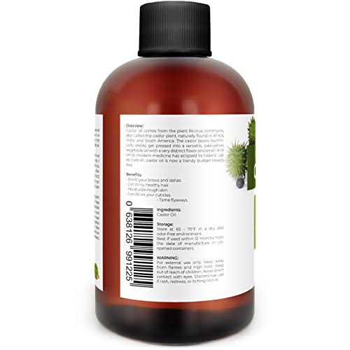 Velona USDA Certified Organic Castor Oil - 4 oz (With Dropper) | For Hair Gro...