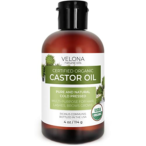 Velona USDA Certified Organic Castor Oil - 4 oz (With Dropper) | For Hair Gro...