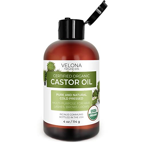 Velona USDA Certified Organic Castor Oil - 4 oz (With Dropper) | For Hair Gro...