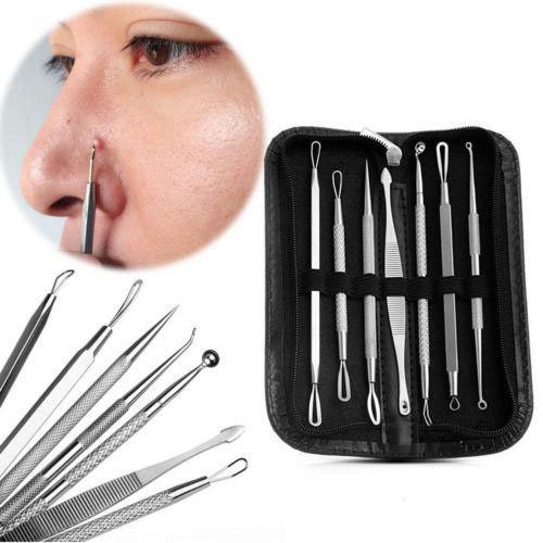 Face Care Stainless Steel Skin Remover Kit Blackhead Blemish Acne Pimple Extr...