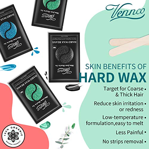 Vennco Waxing Kit, Wax Warmer Kit for Coarse Hair Removal, Hard Wax Kit with ...