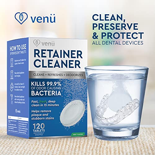 Retainer Cleaner 120 Denture Cleaning Tablets - Overnight Stain Cleanser and ...
