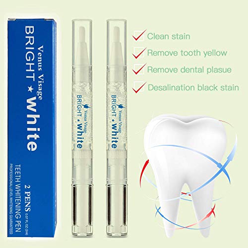 Venus Visage Teeth Whitening Pen(2 Pens), 20+ Uses, Effective＆Painless, No S...