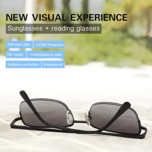 2PCS Full Lens Spring Hinges Reading Sunglasses UV400 Protection Sun Readers ...