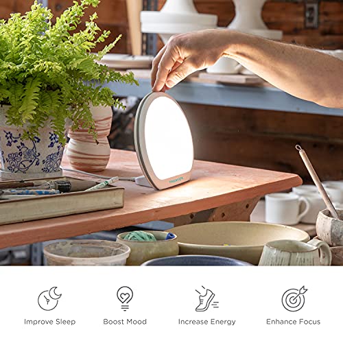 Verilux® HappyLight® Alba - New Round UV-Free LED Therapy Lamp, Bright White ...