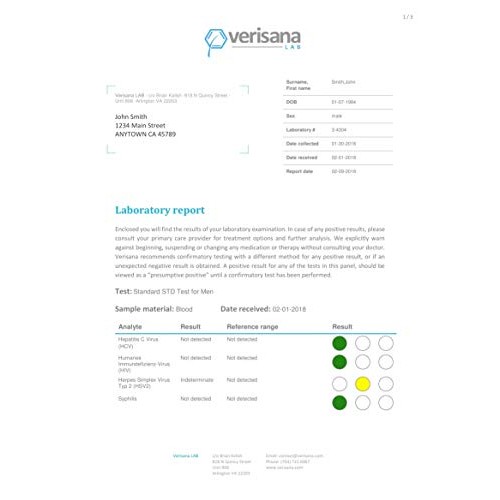 Comprehensive STD Test for Men – Check for HIV, Hepatitis C, Syphilis, Herpes...