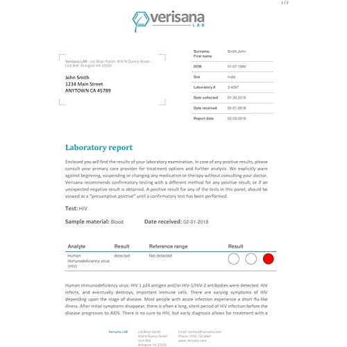 Verisana HIV Test – Easy & Convenient – STD Home Test Kit – CLIA Certified Lab