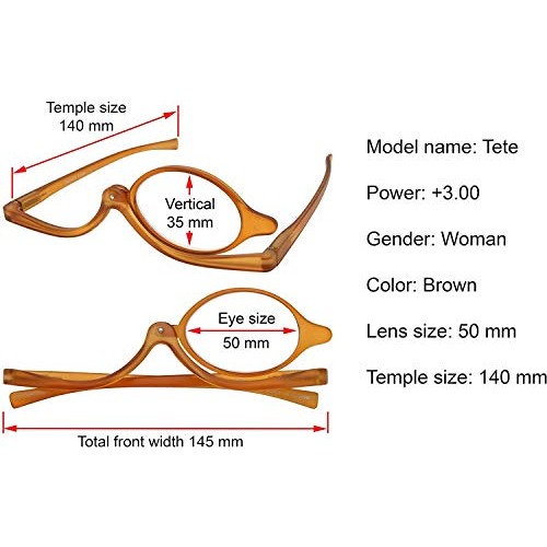 Tete Makeup Glasses Magnifying Swivel Single Lens Make Up Application Magnifi...