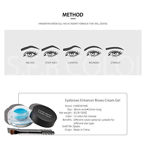 Blue Eyebrow Pomade, Liner and Eyebrow Cream with Brush - Long Lasting Brow C...