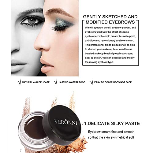 VERONNI Eyebrow Cream,Brow Color Long Lasting Waterproof Eyebrow Pomade Gel,E...