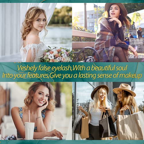 VESHELY Magnetic Eyelashes with Eyeliner Kit,7 Pairs Natural Reusable Magneti...