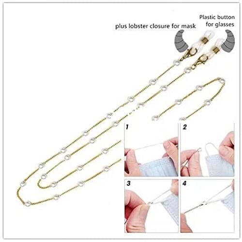 VESOCOZGSZ Eyeglass Chain Pearl Sunglass Chain Necklace for Women Beaded Chai...