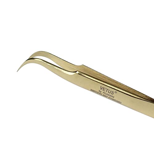 Original Vetus Eyelash Eyebrow Tweezers Stainless Steel Pro Fine Curved Tip S...
