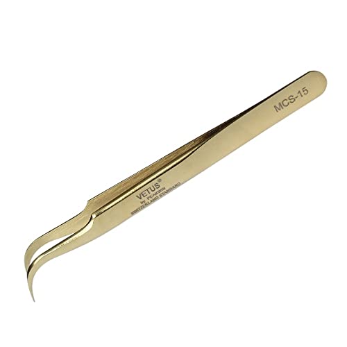 Original Vetus Eyelash Eyebrow Tweezers Stainless Steel Pro Fine Curved Tip S...